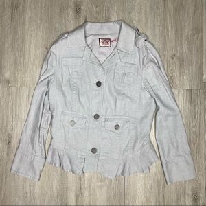 Juicy Couture Gray Military Ruffle Jacket